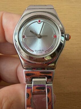 Vintage Swatch Irony Womens Quartz Watch 23mm Stainless Steel Leather band works